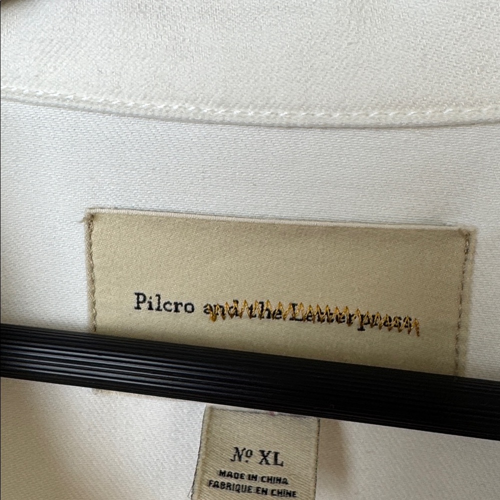 Pilcro and the Letterpress White Floral Embroidered Jean Jacket sz XL - Picture 5 of 11